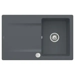 V&B; Évier affleurant Siluet 45 Flat avec garniture vidage, commande excentrique, graphite ; Viller…