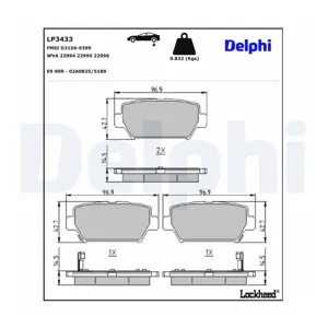 DELPHI LP3433 Plaquettes de frein