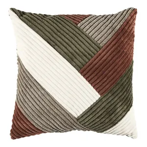 Coussin Déco Côtelé Patchwork 40x40cm Multicolore