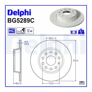 DELPHI Disques de frein pour FORD: Connect (Ref: BG5289C)