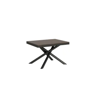 Table Extensible Design Pieds Arrondis Entrelacés Anthracite Zeus Evolution-marron-120 À 224 Cm