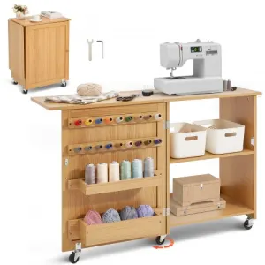 VEVOR Table de couture pliante, table pour machine à coudre polyvalente avec design compact, roulet…