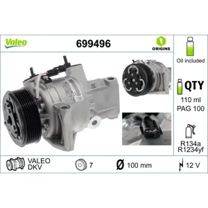 VALEO Compresseur, climatisation pour DACIA: Sandero, Duster, Logan (Ref: 699496)