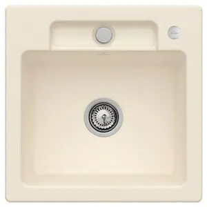 V&B; Évier affleurant Siluet 50 S Flat avec garniture vidage, commande excentrique, ivoire ; Viller…