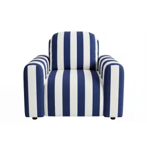 Elvis - Fauteuil Tissu Rayé Bleu
