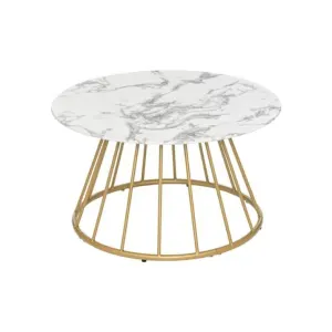 Table Basse Effet Marbre Rayo 70cm Blanc