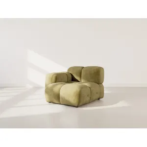 Grace - module d'assise gauche en velours texturé - vert olive