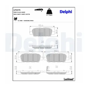 DELPHI LP3375 Plaquettes de frein