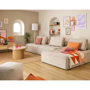 Marisol - canapé d'angle modulable 4 places - velours texturé - beige
