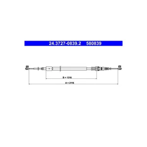 ATE 24.3727-0839.2 Câble de frein à main