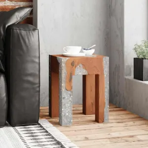 Tabouret bois de teck massif et resine