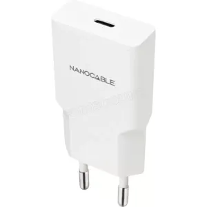 Chargeur secteur Nanocable 1x USB-C 20W (Blanc)