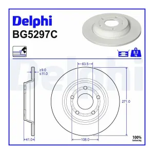 DELPHI Disques de frein pour FORD: Focus (Ref: BG5297C)