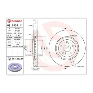 Disque De Frein Brembo 09.e835. Lexus