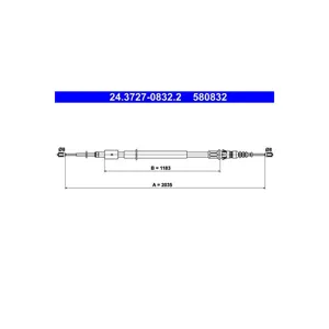 ATE 24.3727-0832.2 Câble de frein à main