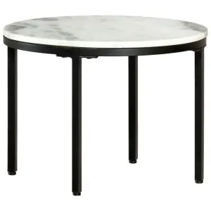 Table basse Blanc et noir Ø50 cm Marbre solide veritable