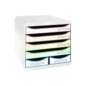 Module Big Box Maxi 6 Tiroirs White Office Blanc/arlequin