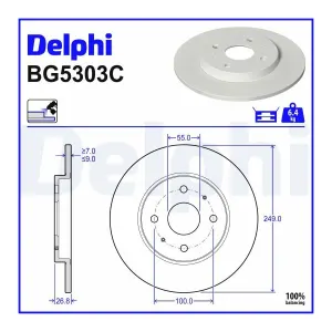DELPHI Disques de frein pour BYD: DOLPHIN (Ref: BG5303C)