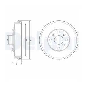 DELPHI Tambour de frein pour MAZDA: 2 (Ref: BF649)