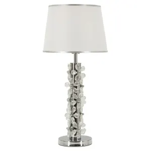 Lampe De Table Fleurie Argentée Cm Ø 35x74