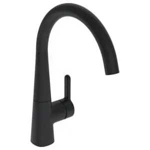 Hansa Robinet mitigeur évier HANSADESIGNO Style commande latérale, bec 219 mm, noir mat (5101228333)