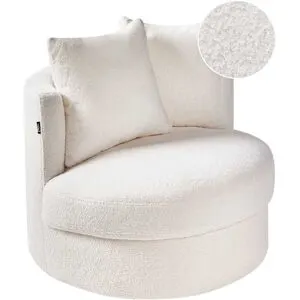 Fauteuil Pivotant Dalby Bouclé Blanc