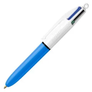4 couleurs Bic format mini - pointe moyenne rétractable - corps bleu