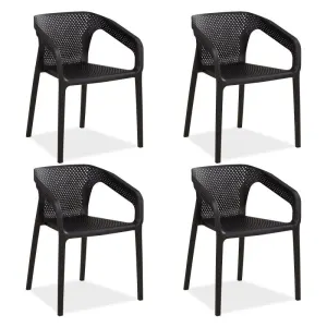 Lot de 4 chaises jardin en noir
