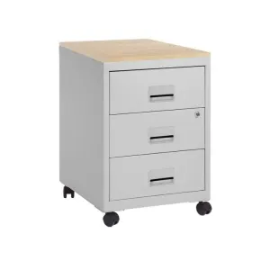 Caisson mobile Pratic Plus 3 tiroirs - top Hêtre - corps Aluminium