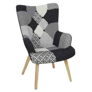 Fauteuil Patchwork Helsinki 71cm Noir