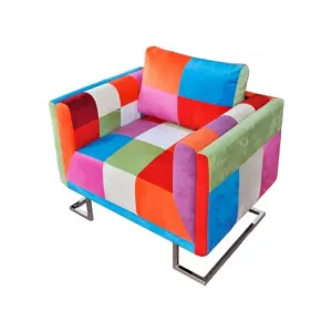 Fauteuil cube avec design de patchwork Chrome Tissu
