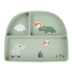 Assiette à compartiments ventouse Playground Vert