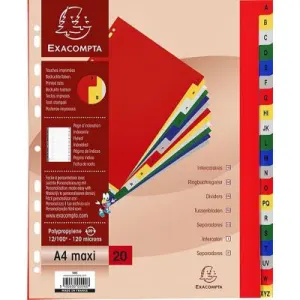Intercalaires alphabétiques Exacompta - 20 positions multicolores - polypropylène - A4+