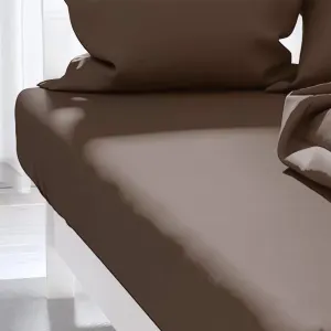 Drap housse uni ZZZ chocolat