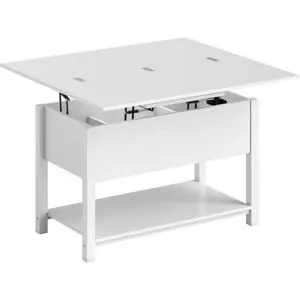 Table Basse Relevable Extensible Double Plateau Vérins Hydraulique Multi-rangement