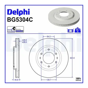 DELPHI Disques de frein pour MITSUBISHI: L200 (Ref: BG5304C)