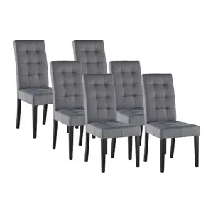 Unique Lot de 6 chaises polyester gris