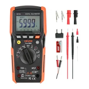 VEVOR Multimètre Numérique, 6000 Points, Multimètre Pro TRMS Voltmètre Test Tension CA CC, Courant…