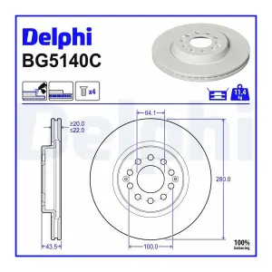 Disque De Frein Delphi Bg5140c Mg