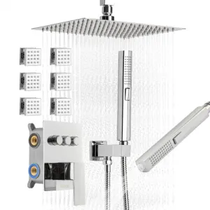 VEVOR Ensemble de Robinetterie de Douche, Système de Douche 3 Fonctions, Pommeau Haut à Effet Pluie…