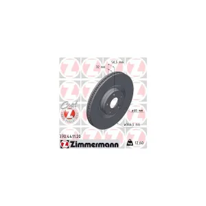 Disque De Frein Zimmermann 370.4411.20 Mazda