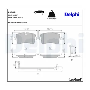 DELPHI LP3681 Plaquettes de frein