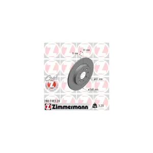 Disque De Frein Zimmermann 280.3183.20 Honda