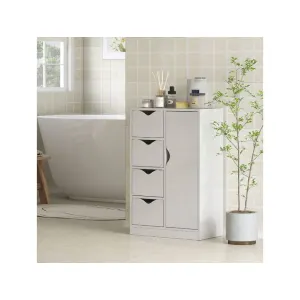 Homcom Buffet commode moderne 4 tiroirs bois blanc