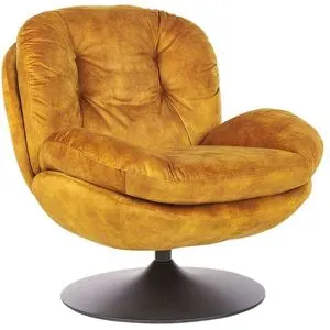 Fauteuil Pivotant Nolvik Velours Moutarde
