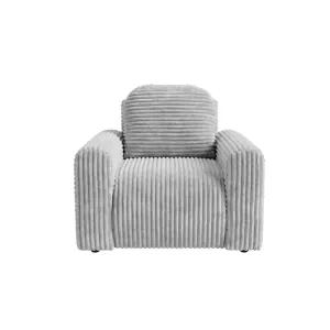 Elvis - Fauteuil Gros Velours Côtelé - Gris Clair
