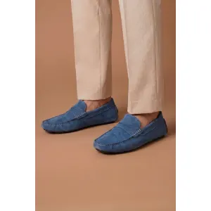 Mocassin cuir daim bleu denim pour homme D'Arienzo, Taille ITA 41, Couleur Denim