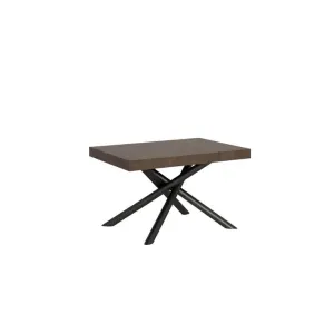 Table Extensible Design Pieds Arrondis Entrelacés Anthracite Zeus-marron-2 Rallonges Fines-130 À 23…