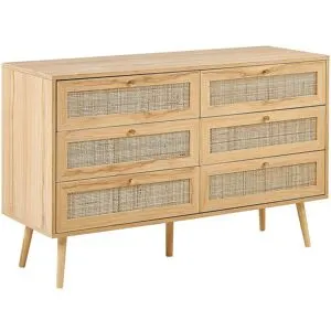 Commode À 6 Tiroirs Perote Rotin Marron Clair