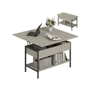 Homcom Table basse relevable et extensible panneau de particule gris